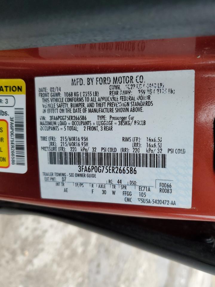 3FA6P0G75ER266586 2014 Ford Fusion S