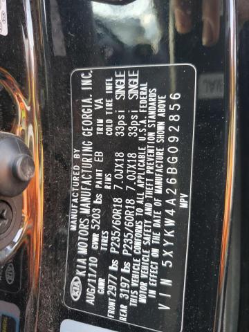 2011 Kia Sorento Sx VIN: 5XYKW4A26BG092856 Lot: 45156504