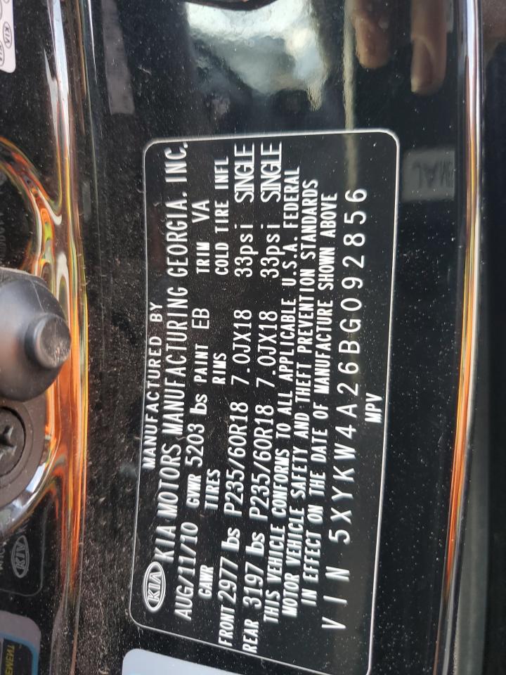 5XYKW4A26BG092856 2011 Kia Sorento Sx