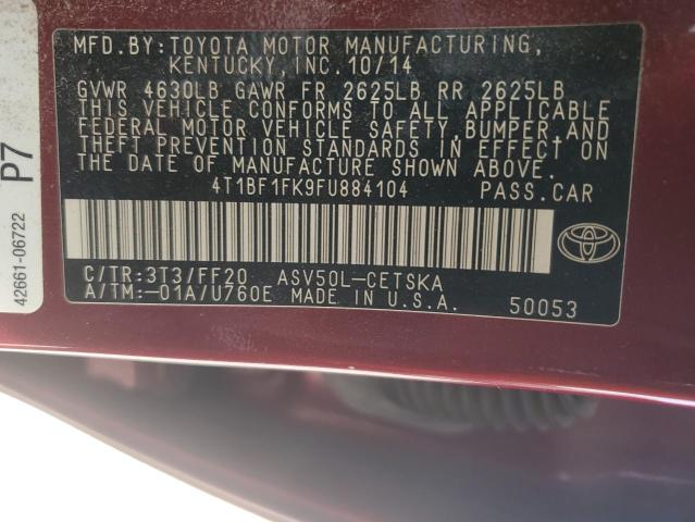 2015 TOYOTA CAMRY LE - 4T1BF1FK9FU884104