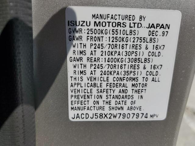 1998 Isuzu Trooper S VIN: JACDJ58X2W7907974 Lot: 47397104