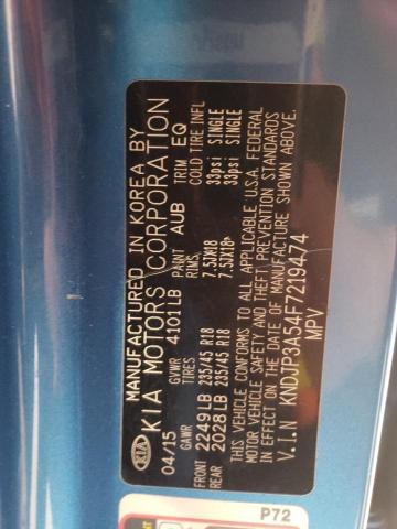 2015 Kia Soul + VIN: KNDJP3A54F7219474 Lot: 47117704