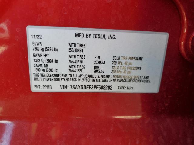 VIN 7SAYGDEE3PF608202 Tesla Model Y  2023 12