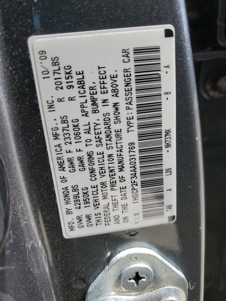 1HGCP2F34AA031769 2010 Honda Accord Lx