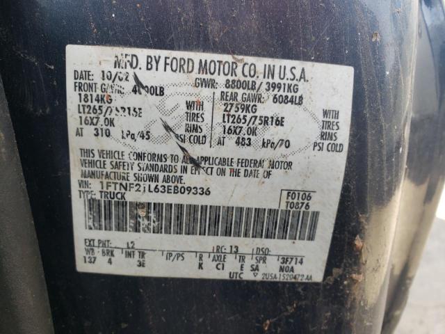 2003 Ford F250 Super Duty VIN: 1FTNF21L63EB09336 Lot: 47966264