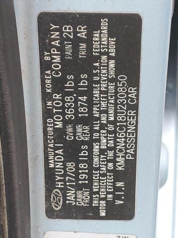 2008 Hyundai Accent Gls VIN: KMHCN46C18U230850 Lot: 45458324