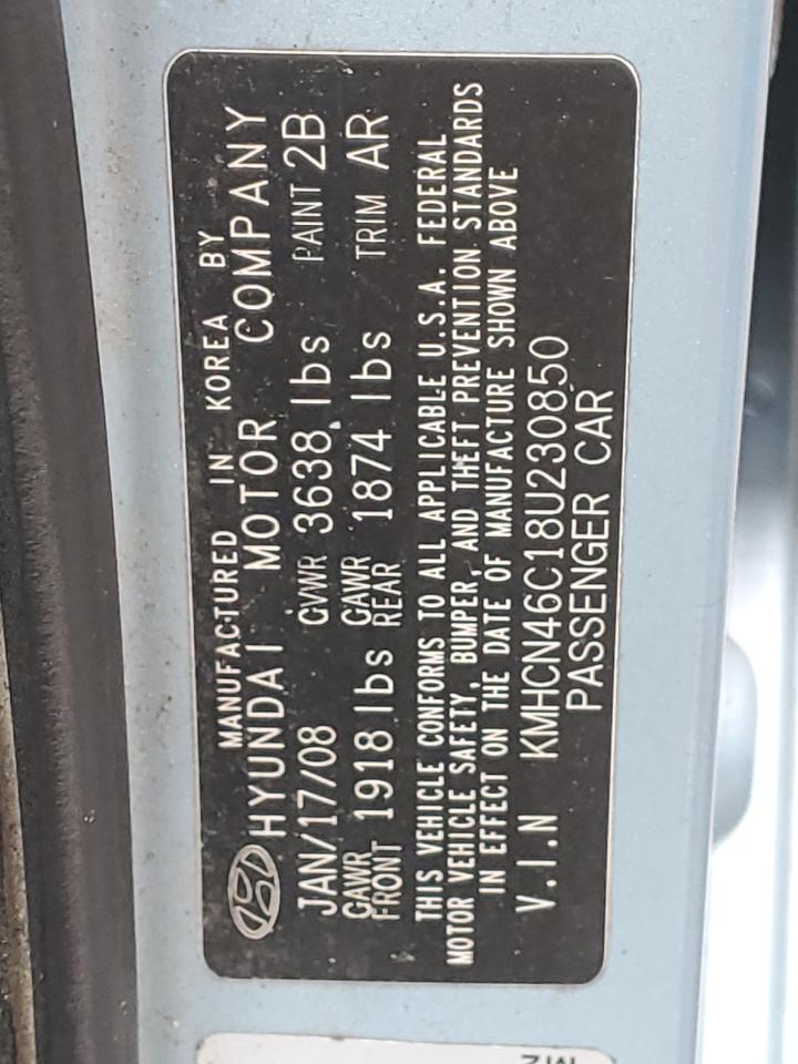 KMHCN46C18U230850 2008 Hyundai Accent Gls