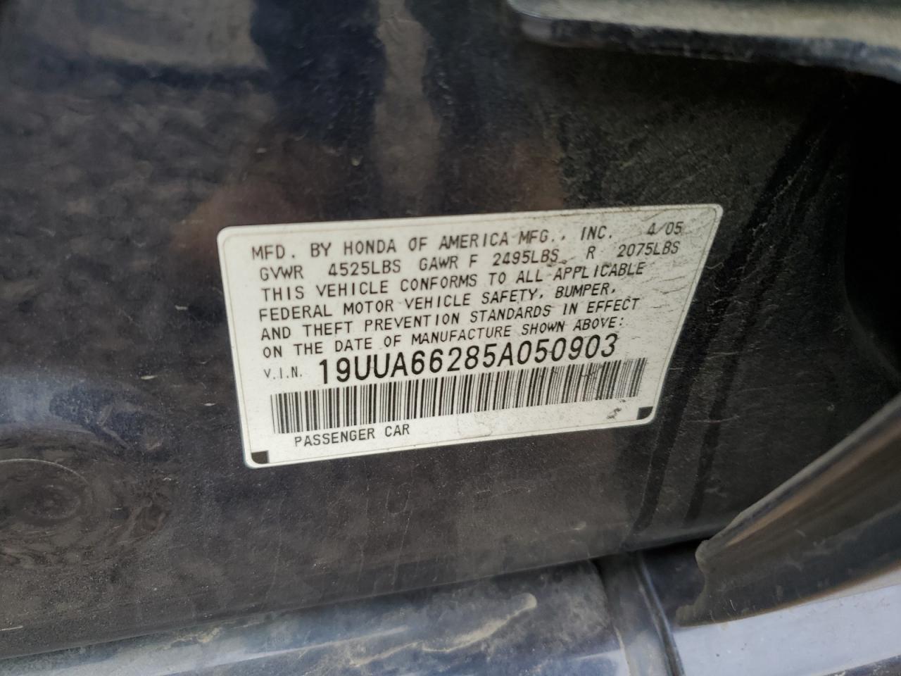 19UUA66285A050903 2005 Acura Tl