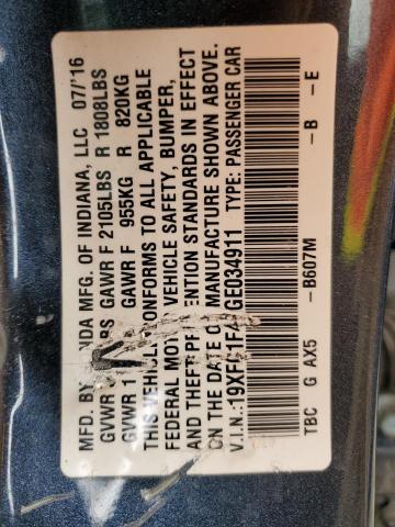 2016 HONDA CIVIC EX - 19XFC1F47GE034911
