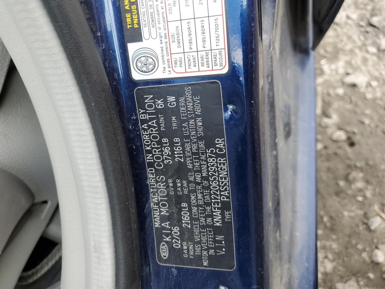 KNAFE122065293875 2006 Kia Spectra Lx