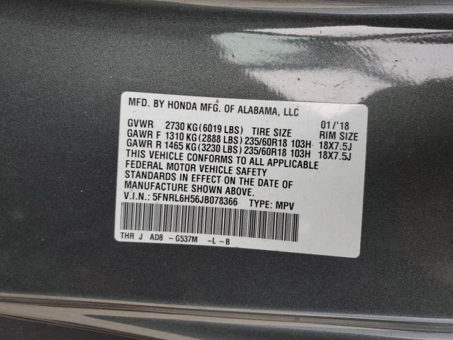 5FNRL6H56JB078366 2018 Honda Odyssey Ex