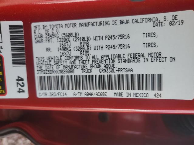 2019 TOYOTA TACOMA DOU - 3TMBZ5DNXKM020080