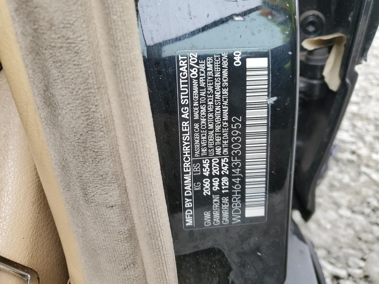 WDBRH64J43F303952 2003 Mercedes-Benz C 320