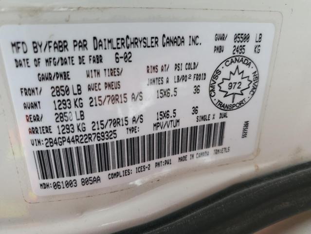 2002 Dodge Grand Caravan Sport VIN: 2B4GP44R22R769325 Lot: 47581174