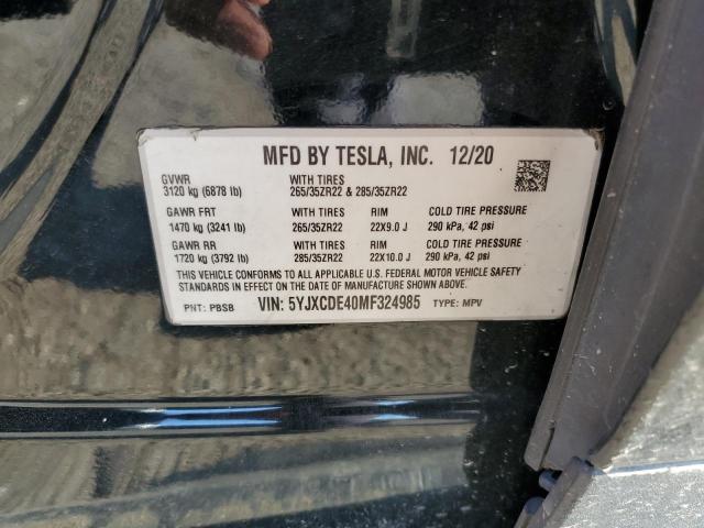 2021 TESLA MODEL X 5YJXCDE40MF324985