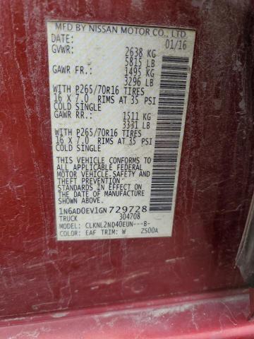 2016 NISSAN FRONTIER C 1N6AD0EV1GN729728