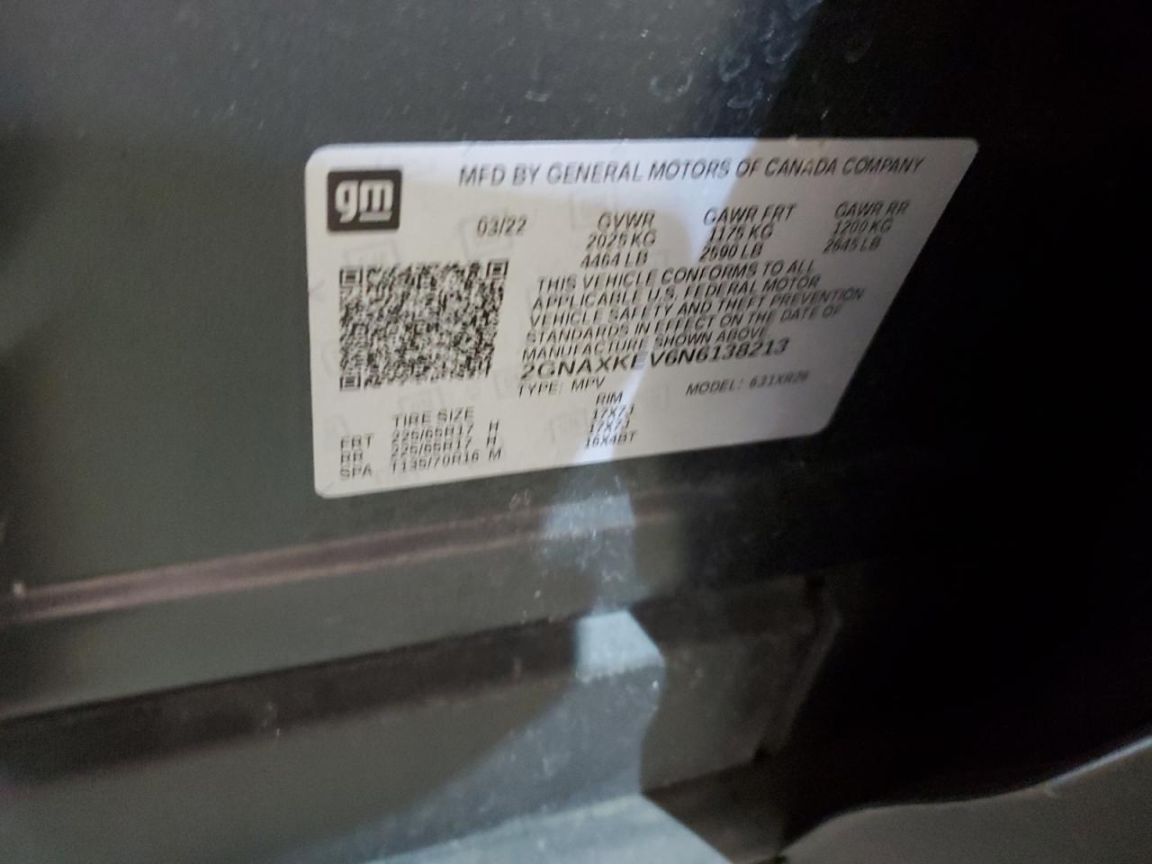 2GNAXKEV6N6138213 CHEVROLET EQUINOX 2022