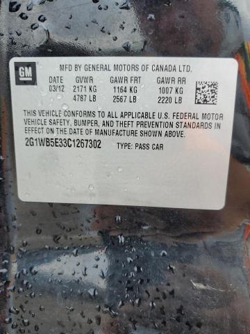 2012 Chevrolet Impala Lt VIN: 2G1WB5E33C1267302 Lot: 47527534