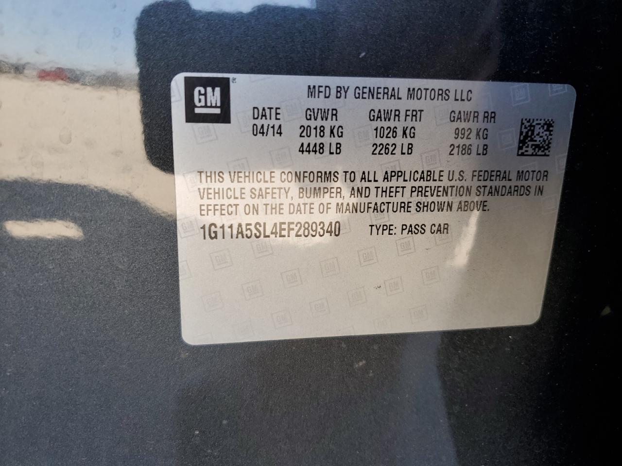 1G11A5SL4EF289340 2014 Chevrolet Malibu Ls