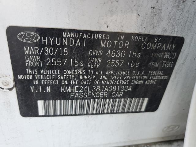 2018 Hyundai Sonata Hybrid VIN: KMHE24L38JA081334 Lot: 48520864