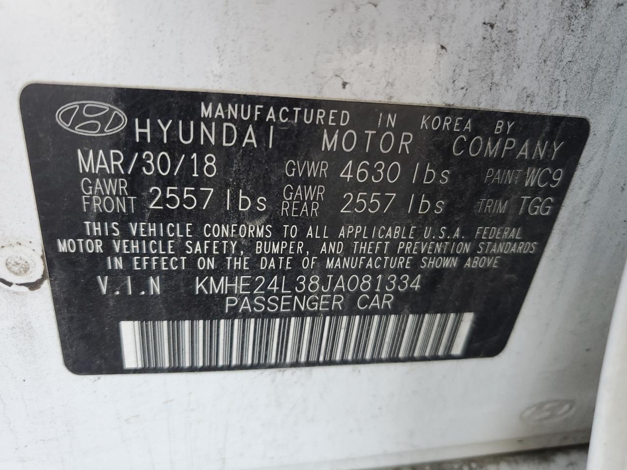 KMHE24L38JA081334 2018 Hyundai Sonata Hybrid