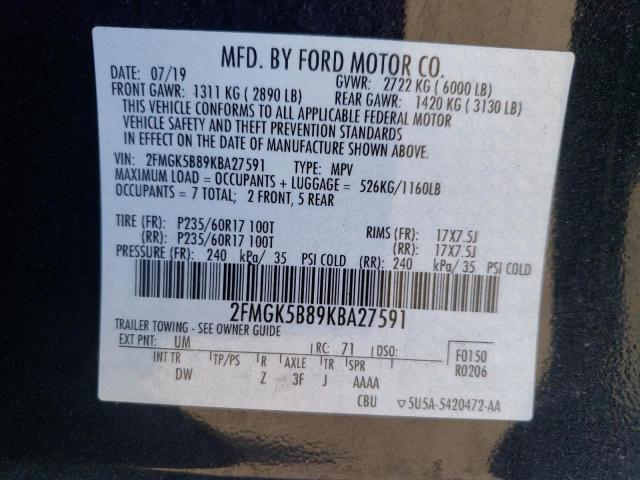 2019 FORD FLEX SE - 2FMGK5B89KBA27591