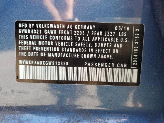 2016 VOLKSWAGEN E-GOLF SE - WVWKP7AUXGW913399