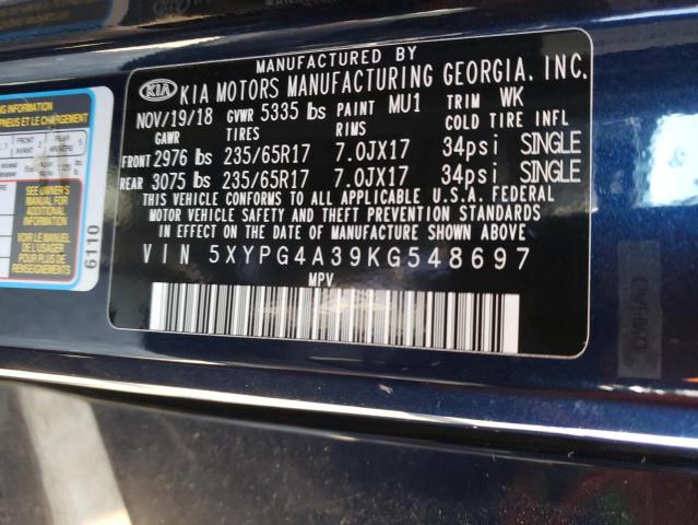 2019 KIA SORENTO L - 5XYPG4A39KG548697