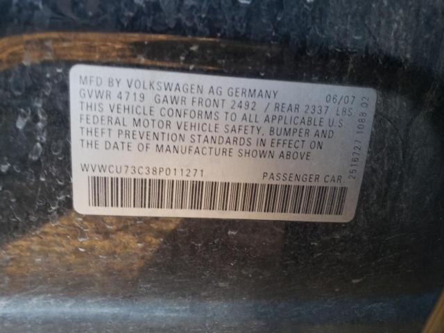 2008 Volkswagen Passat Vr6 VIN: WVWCU73C38P011271 Lot: 44680854