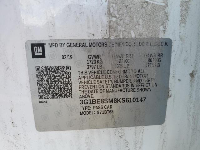 2019 Chevrolet Cruze Lt VIN: 3G1BE6SM8KS610147 Lot: 46806454