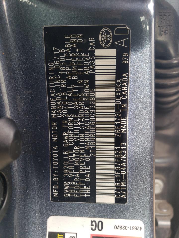 2T1BURHE6HC932805 TOYOTA COROLLA 2017
