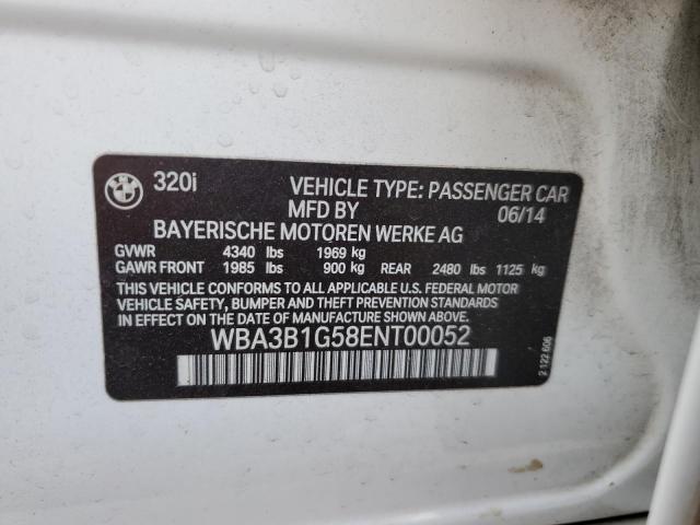 2014 BMW 320 I VIN: WBA3B1G58ENT00052 Lot: 47376844