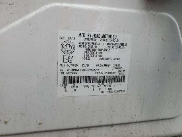 2016 FORD EDGE SEL - 2FMPK4J88GBC18552