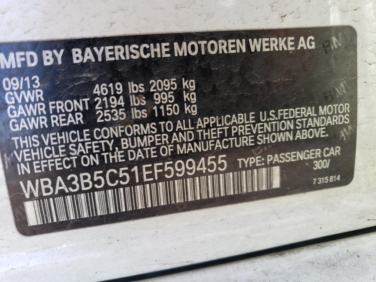 WBA3B5C51EF599455 2014 BMW 328 Xi Sulev