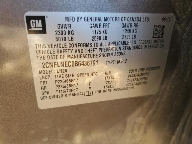 2CNFLNEC0B6436791 2011 Chevrolet Equinox Lt