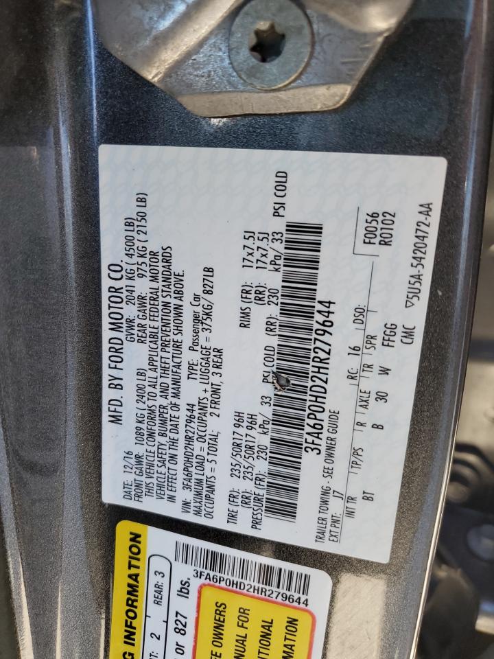 3FA6P0HD2HR279644 FORD FUSION 2017