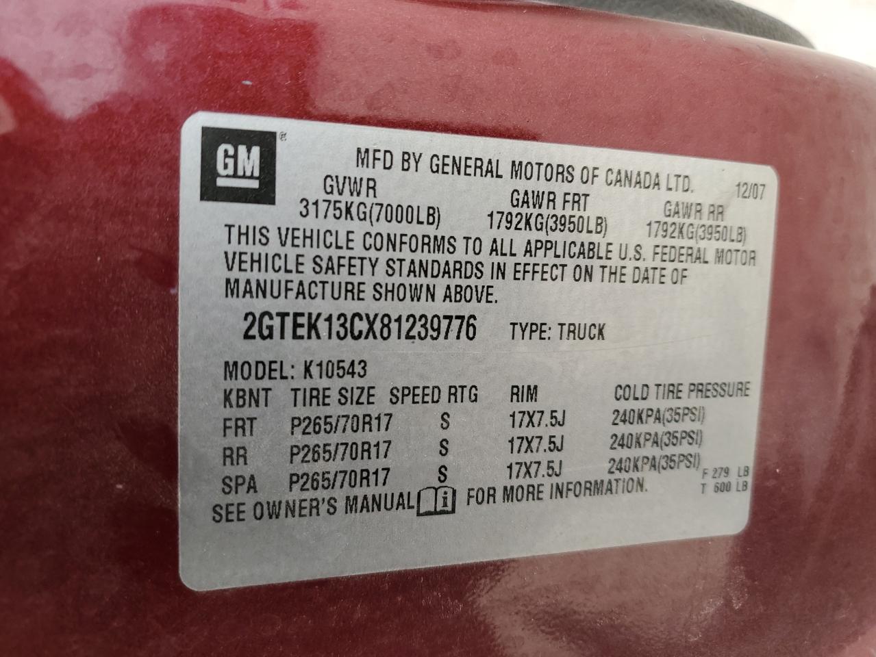 2GTEK13CX81239776 2008 GMC Sierra K1500