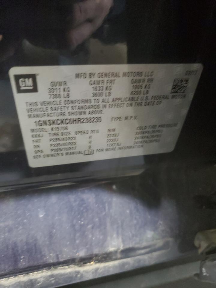 1GNSKCKC6HR238235 CHEVROLET TAHOE 2017