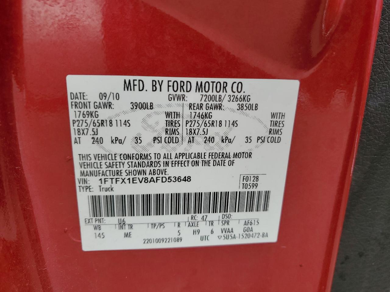 1FTFX1EV8AFD53648 2010 Ford F150 Super Cab