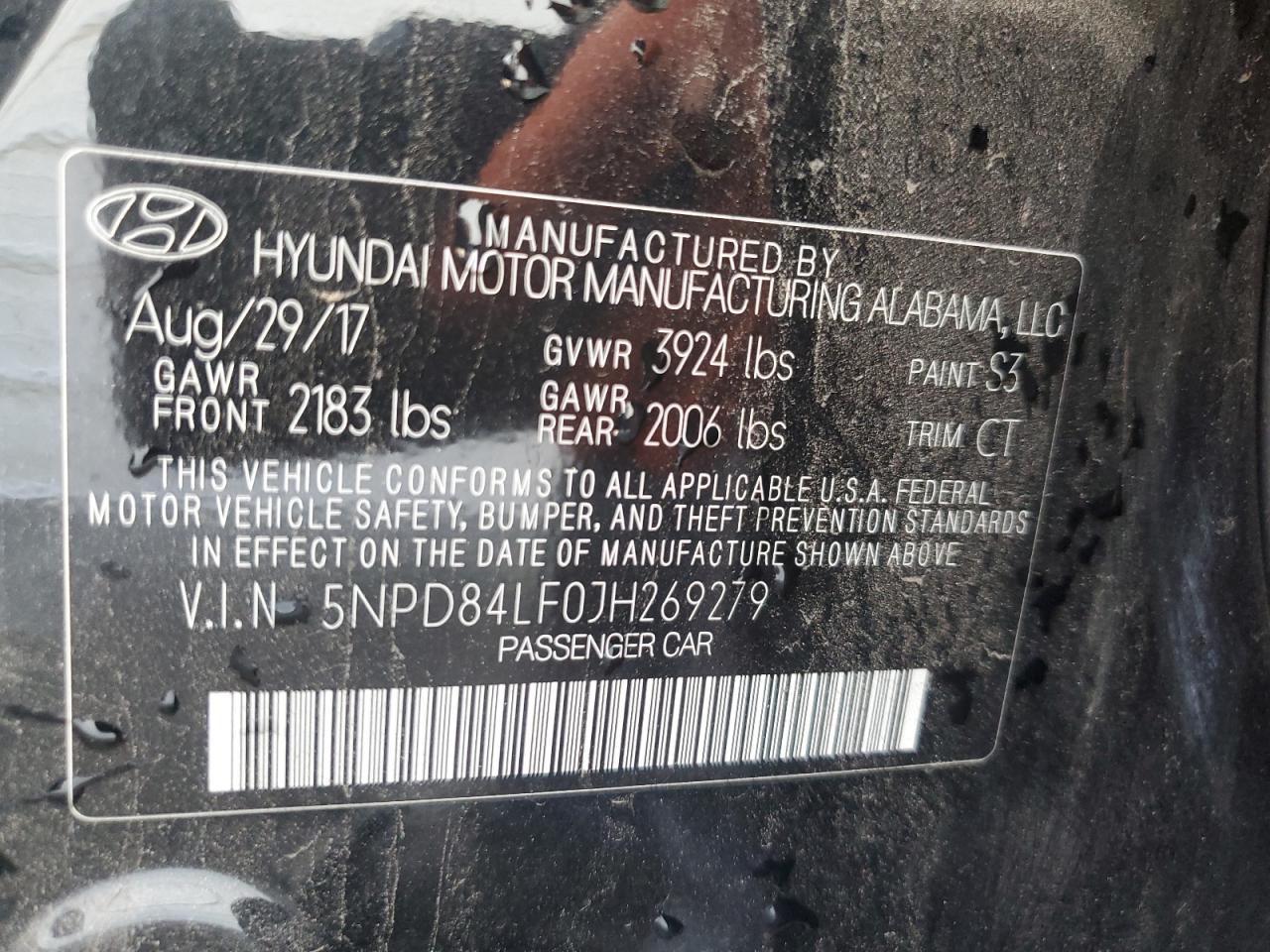 5NPD84LF0JH269279 2018 Hyundai Elantra Sel