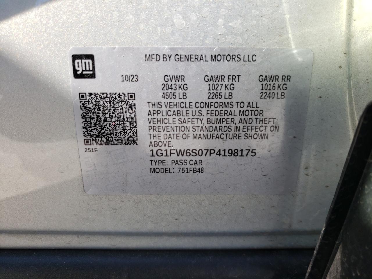 1G1FW6S07P4198175 CHEVROLET BOLT 2023