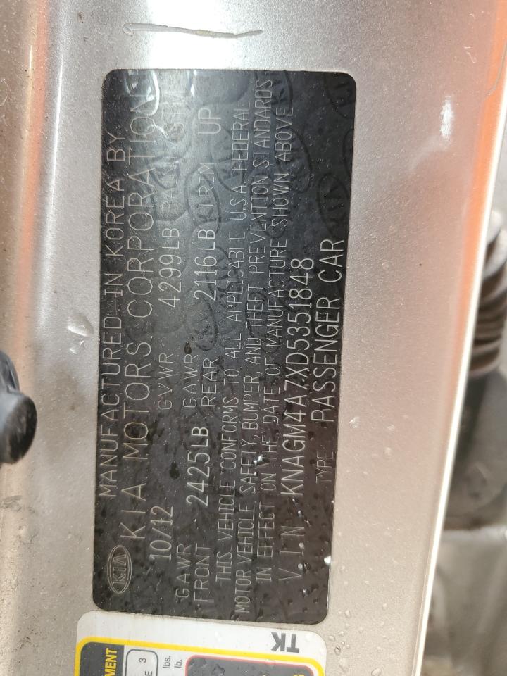 KNAGM4A7XD5351848 2013 Kia Optima Lx