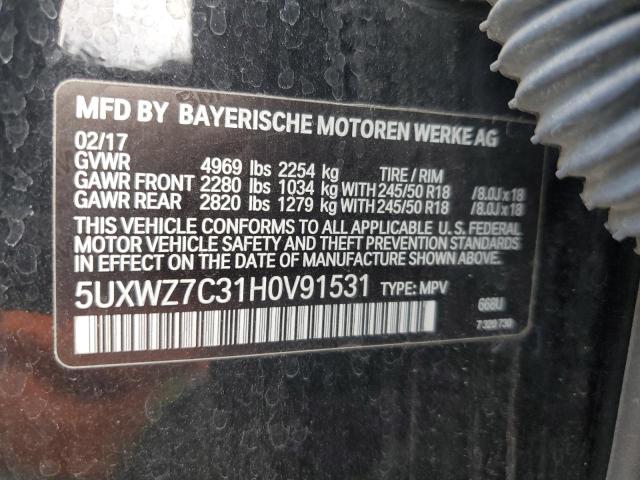 2017 BMW X3 Sdrive28I VIN: 5UXWZ7C31H0V91531 Lot: 48944044