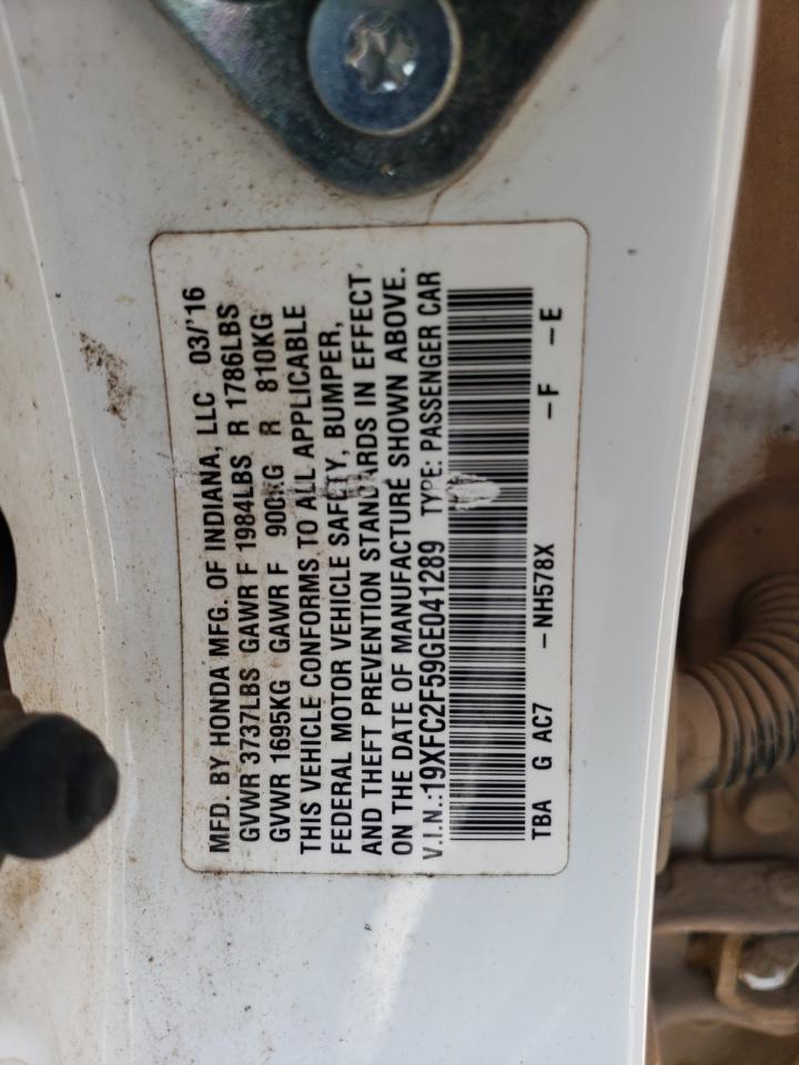 19XFC2F59GE041289 HONDA CIVIC 2016