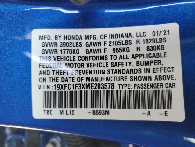 19XFC1F3XME203578 Honda Civic EX 12