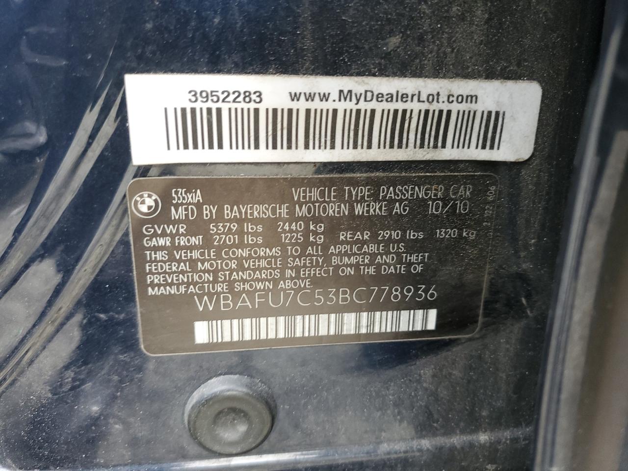 WBAFU7C53BC778936 2011 BMW 535 Xi