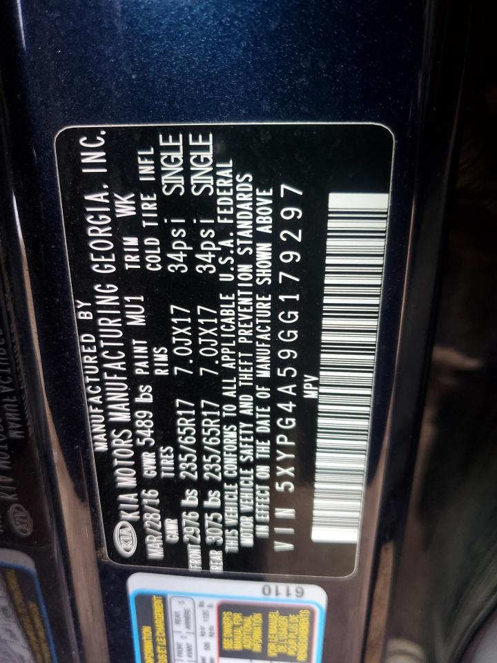 5XYPG4A59GG179297 2016 Kia Sorento Lx