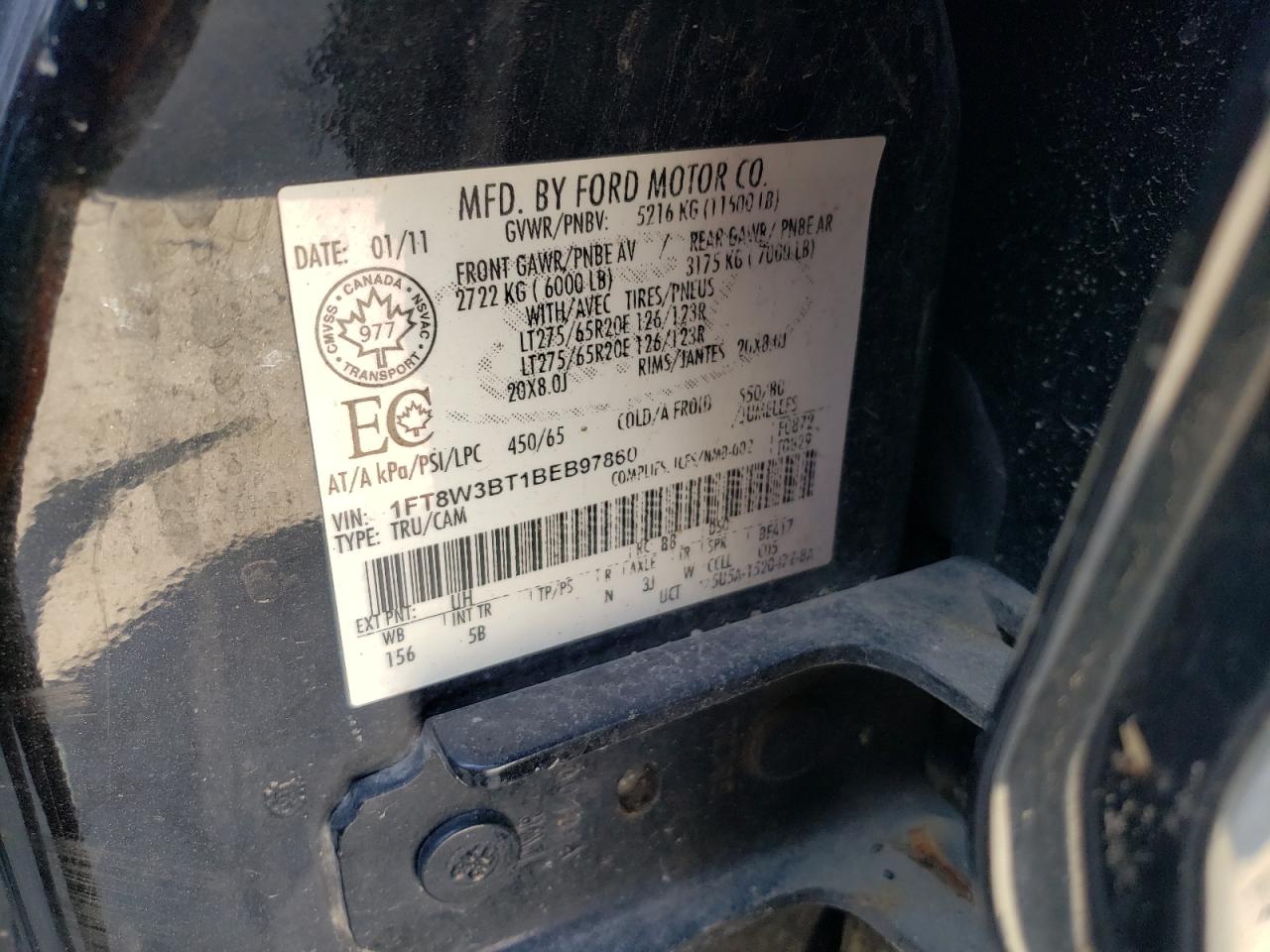 1FT8W3BT1BEB97860 2011 Ford F350 Super Duty