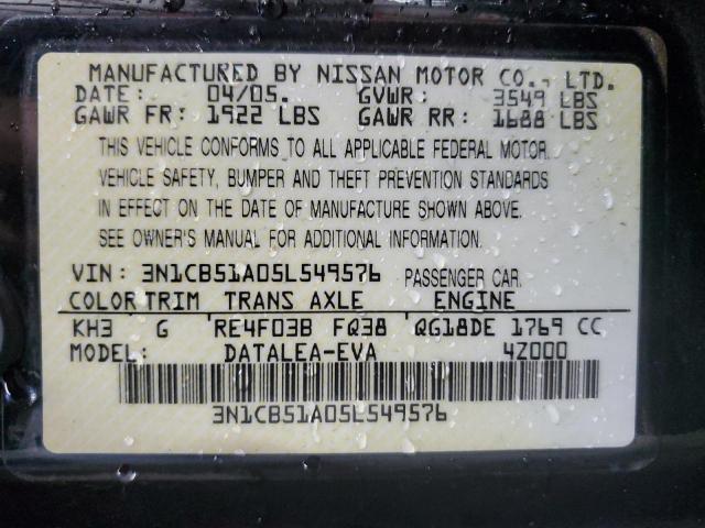 3N1CB51A05L549576 2005 Nissan Sentra 1.8S