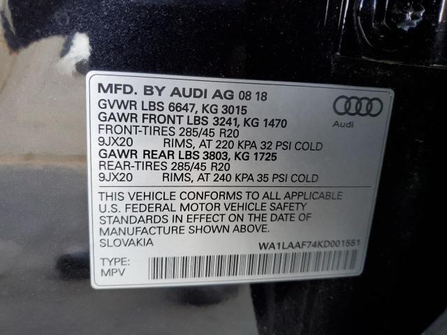 VIN WA1LAAF74KD001551 2019 Audi Q7, Premium Plus no.13